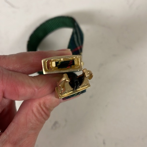 Holly Jolly Green Plaid Flannel Dog Collar Gold-tone Hardware Small-Medium - Picture 7 of 16